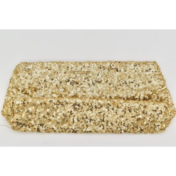 Victoria's Secret Black Gold Shiny Sequin Cosmetic Makeup Bag Pouch Small - Picture 1 of 12